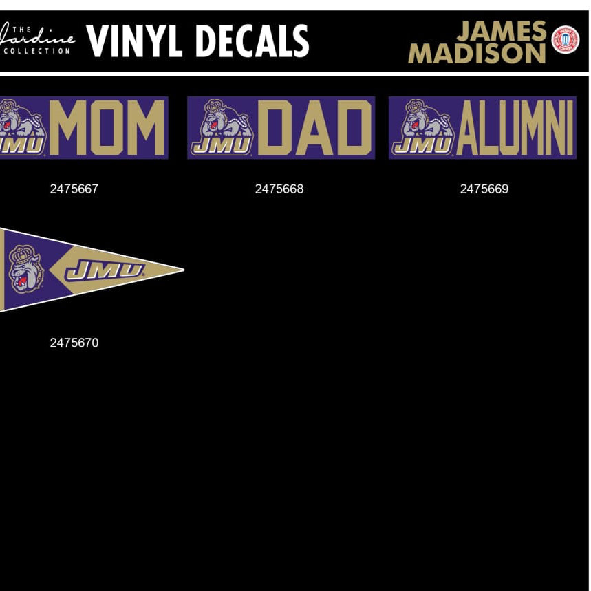 Proudly display your JMU Dukes pride with versatile and vibrant vinyl car window clings. Perfect for moms, dads, alumni, and fans, these high-quality decals decorate your vehicle, showing your JMU community membership.