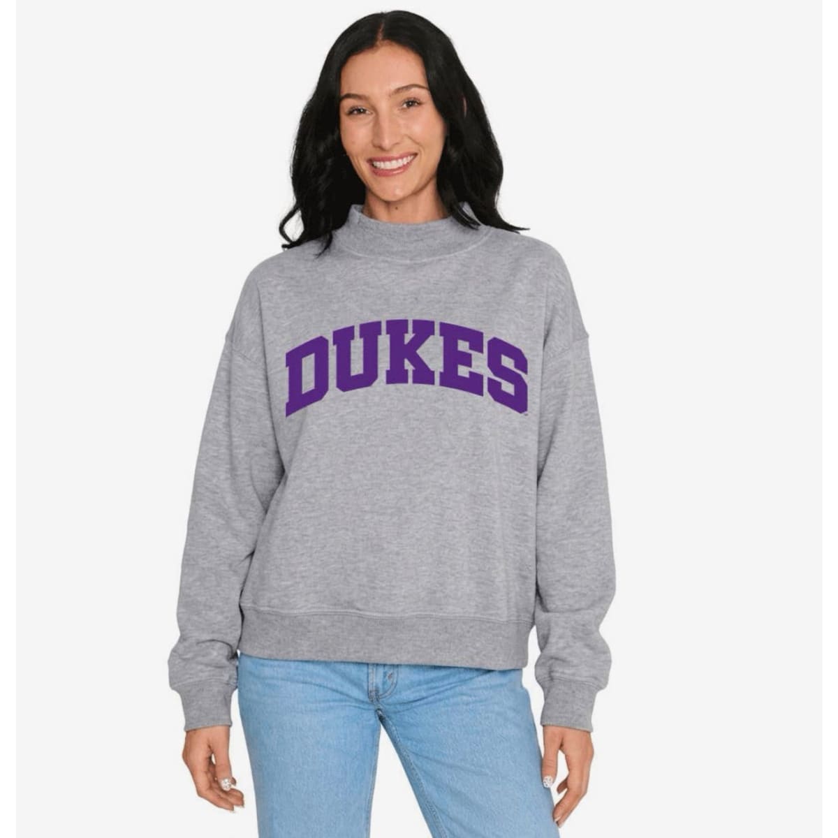 JMU Mock Neck Sweatshirt - DUKES GREY / XS - Sweatshirt