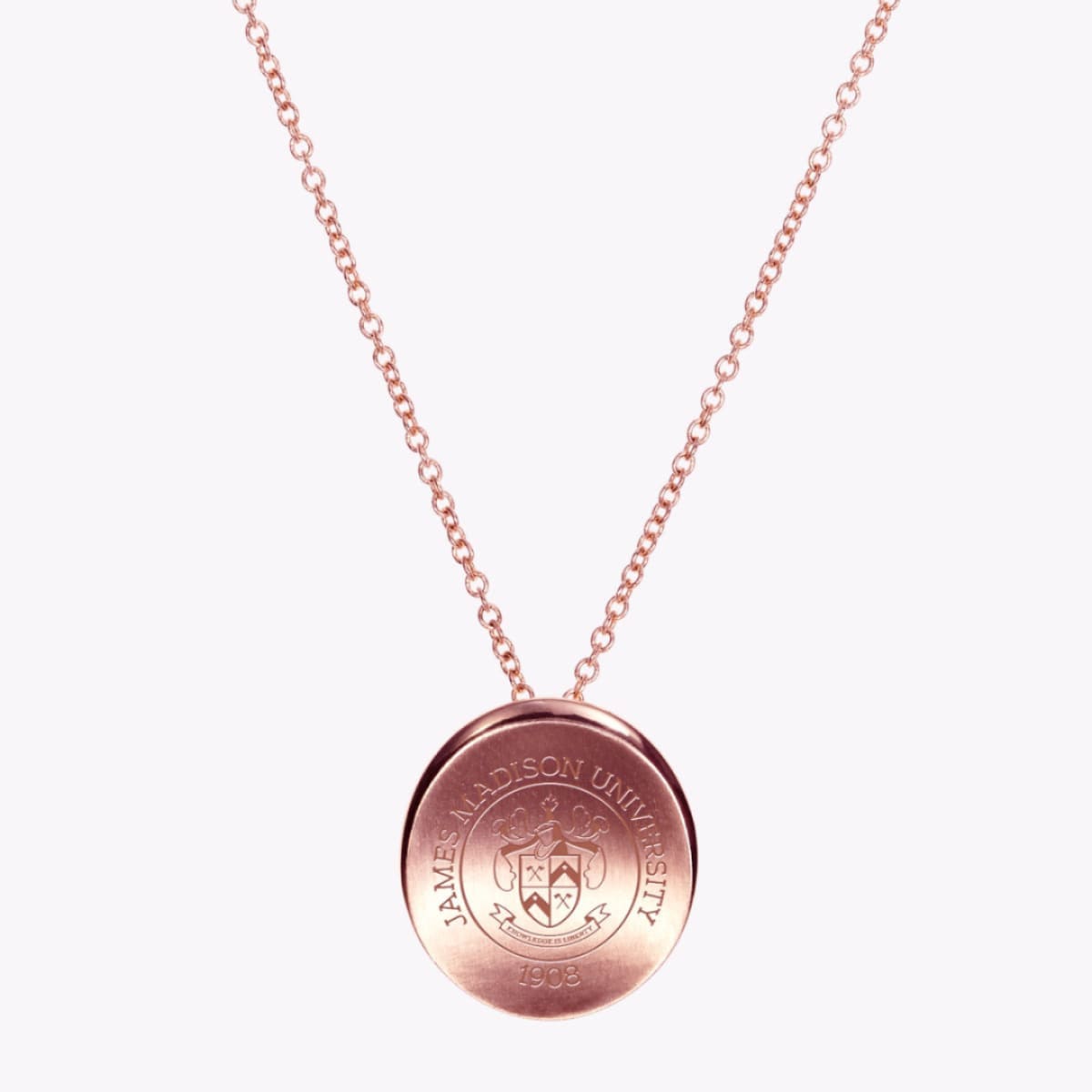 Kyle Cavan JMU Necklace, Organic Crest pendant, elegant jewelry, university pride accessory