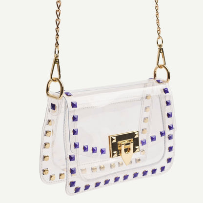 Purple Stud Clear Bag front side